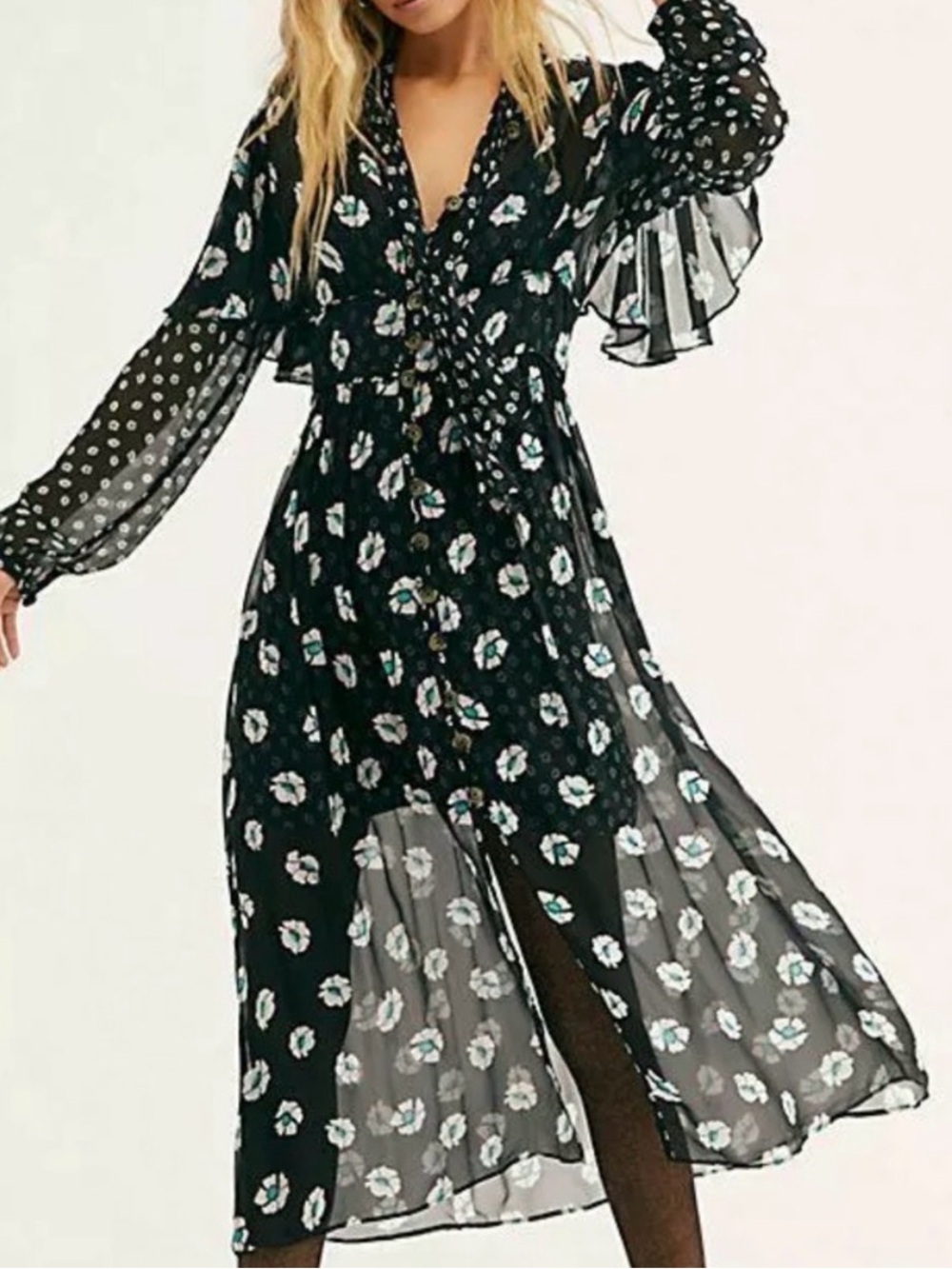 NWOT FREE PEOPLE DAZEY
2-FER FLORAL CHIFFON
DRESS